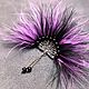 Order Brooch Favorite Fan Purple Handmade Decoration with Feathers. ms. Decorator. Livemaster. . Brooches Фото №3