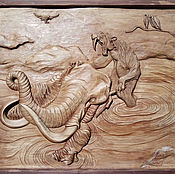 Three-dimensional panel made of wood, handmade №9