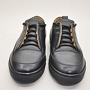 Обувь ручной работы handmade. Livemaster - original item Sneakers made of genuine leather in black, handmade.. Handmade.