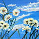 Oil painting wildflowers White daisies against the sky, Pictures, Moscow,  Фото №1