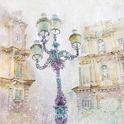 Картины и панно handmade. Livemaster - original item Watercolor painting Palermo (beige, ochre, light, urban landscape). Handmade.