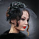 Evening voilette-leather headband 'Black roses', Headband, St. Petersburg,  Фото №1