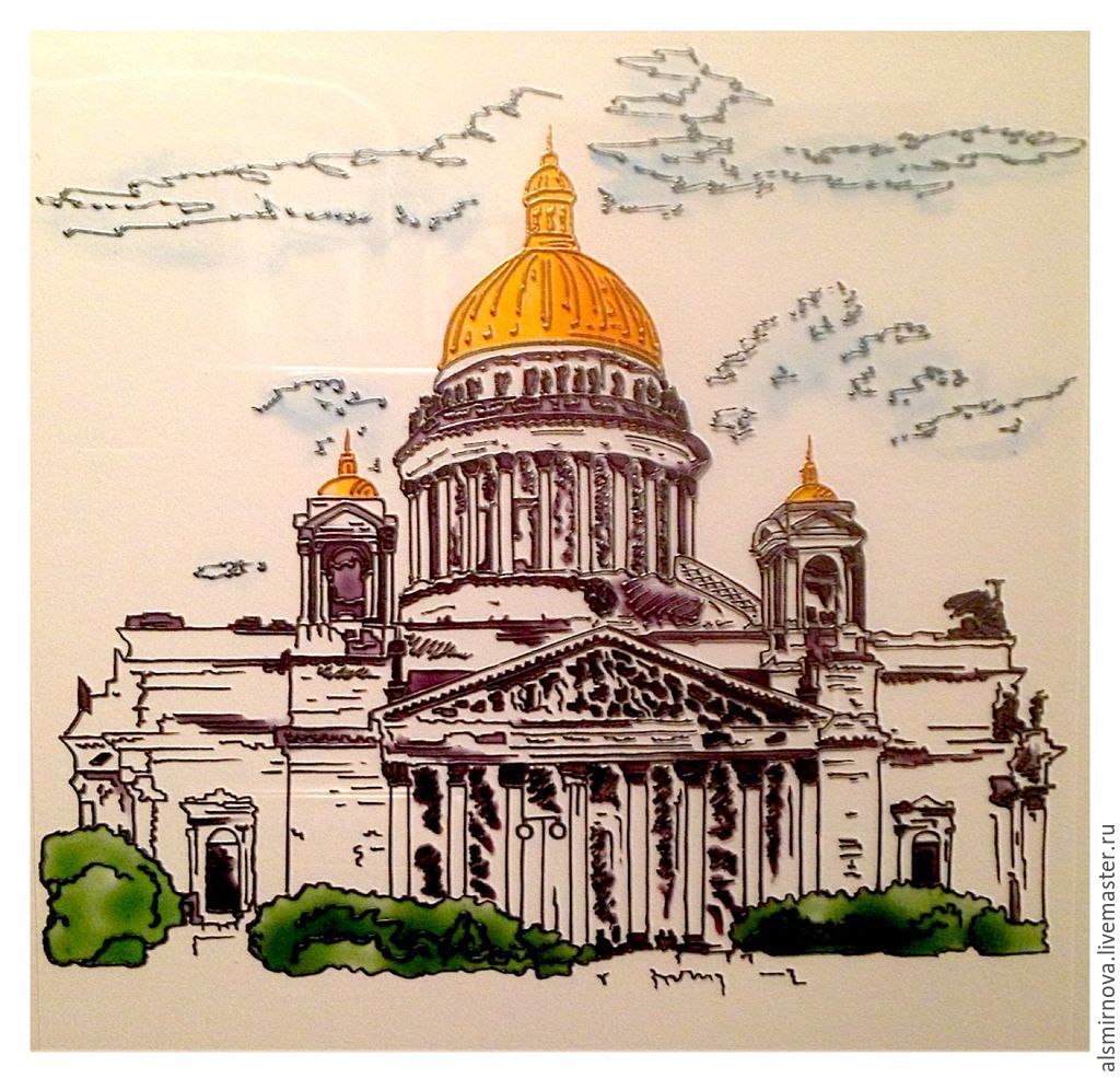 Петербург рисунок поэтапно
