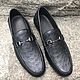 Ostrich leather loafers, in black, available. Moccasins. SHOES&BAGS. My Livemaster. Фото №6