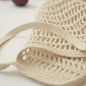 Сумки и аксессуары handmade. Livemaster - original item Bag white knitted cotton Linen eco shopper string bag. Handmade.