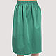 Green cotton skirt with elastic band. Skirts. Yana Levashova Fashion. My Livemaster. Фото №4