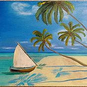 Картины и панно handmade. Livemaster - original item Oil painting Sea painting Boat by the shore. Handmade.