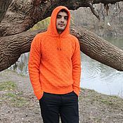 Мужская одежда handmade. Livemaster - original item Мужской свитер "Ди Каприо" Orange. Handmade.
