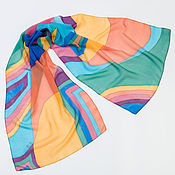 Аксессуары handmade. Livemaster - original item Silk bright scarf, chiffon, batik. Handmade.