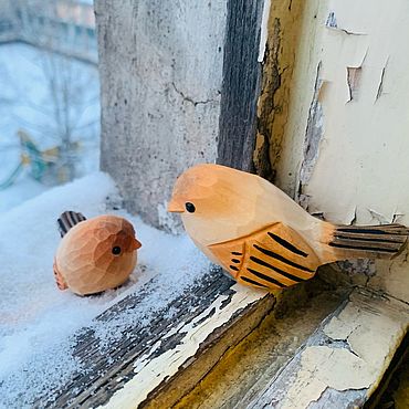 Сувениры и подарки ручной работы. Ярмарка Мастеров - ручная работа Птичка Воробей деревянная интерьерная. Handmade.