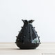Vase for flowers Black Rose. Black glossy glaze. Spikes all over the outer surface. Inside is covered with glaze, has a stable leg. For visually striking and high-contrast interiors. Stylish and darin