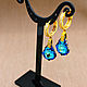 Classic earrings with Swarovski crystals Bermuda Blue, Earrings, Ryazan,  Фото №1