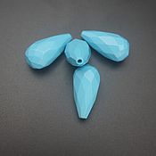 Материалы для творчества handmade. Livemaster - original item Turquoise blue stabilized faceted drop 10h20 mm. Handmade.