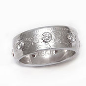 Украшения handmade. Livemaster - original item Engagement silver ring with diamonds from a coin. Handmade.