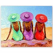 Картины и панно handmade. Livemaster - original item Painting Sea Girls Beach 40h50 cm. Handmade.