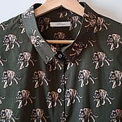 Одежда handmade. Livemaster - original item Shirt made of Italian cambric with tigers. Handmade.