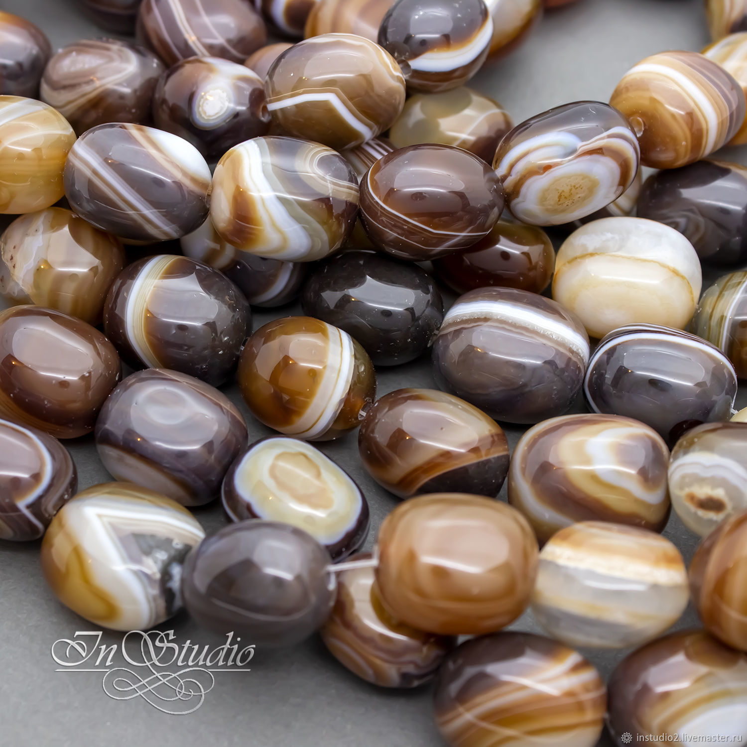 Агат полосатый 19 мм коричневый крупные бусины фриформ в интернет ...