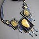 Necklace STRICT Med simbircite, Ammonite, velvet, leather, GIMP, beading. Necklace. Maria_Prox Jewellery. My Livemaster. Фото №5