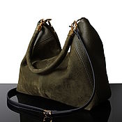Коричневая замшевая сумка, сумка на осень, сумка из замши, коричневый