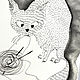 "Бабушкин помощник" тушь, графика (коты, животные). Картины. 'Море внутри' Надежда. Интернет-магазин Ярмарка Мастеров.  Фото №2