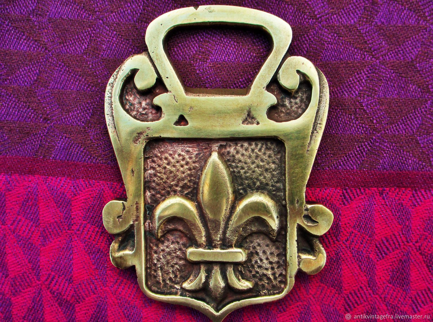 Винтаж Старинная открывалка открывачка штопор Fleur de lys бронза Фра