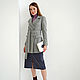 Coat jacket wool Gray striped, short demi coat