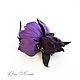 Iris purple flower leather brooch large, Brooches, Kursk,  Фото №1