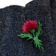 Brooch flower Thistle made of mink fur and leather burgundy. Brooches. flowersstyle (flowersstyle). My Livemaster. Фото №4