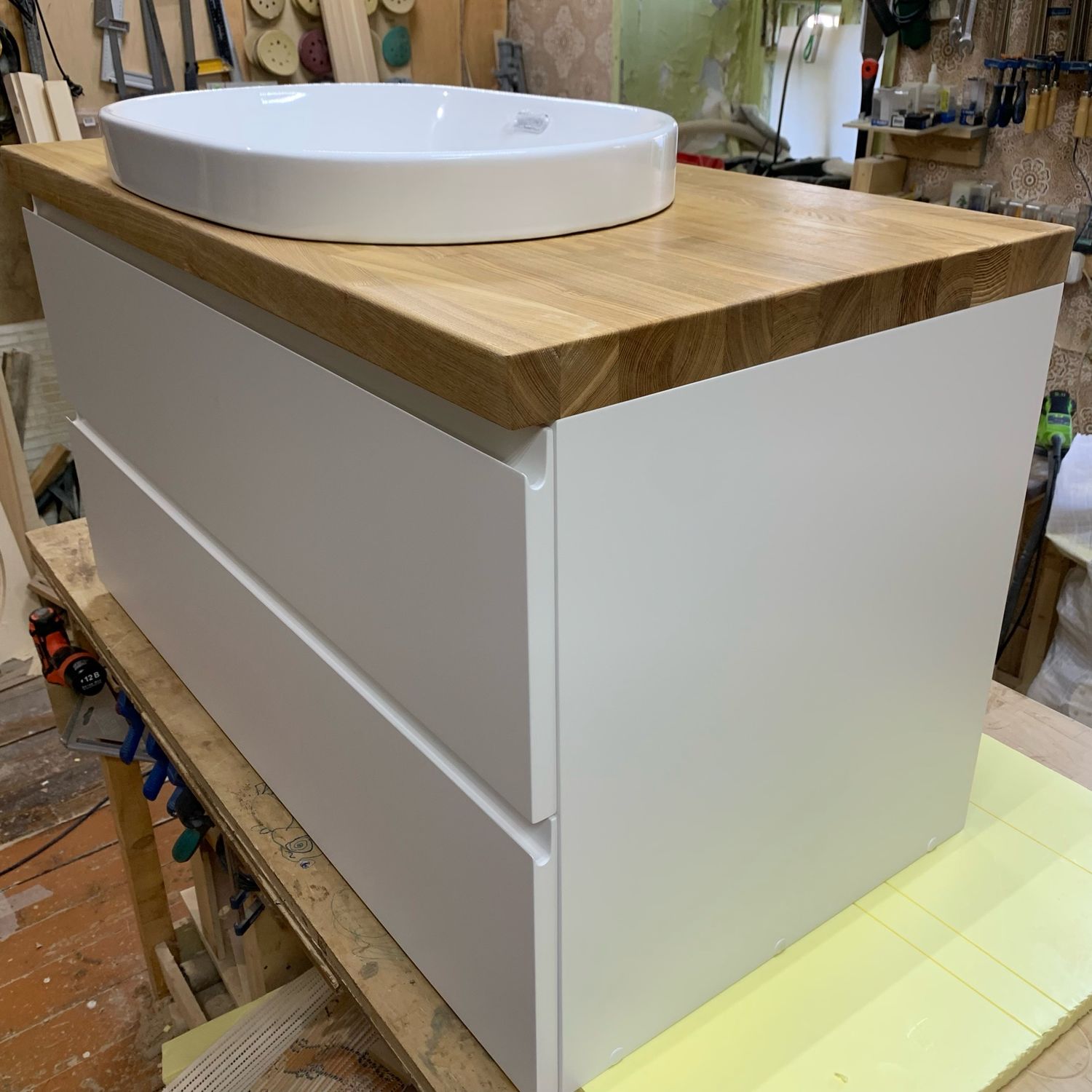 Тумба в мдф со столешницей из массива ясеня в интернет-магазине на ...