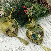 Сувениры и подарки handmade. Livemaster - original item Christmas Tree toys medallions green and gold. Handmade.