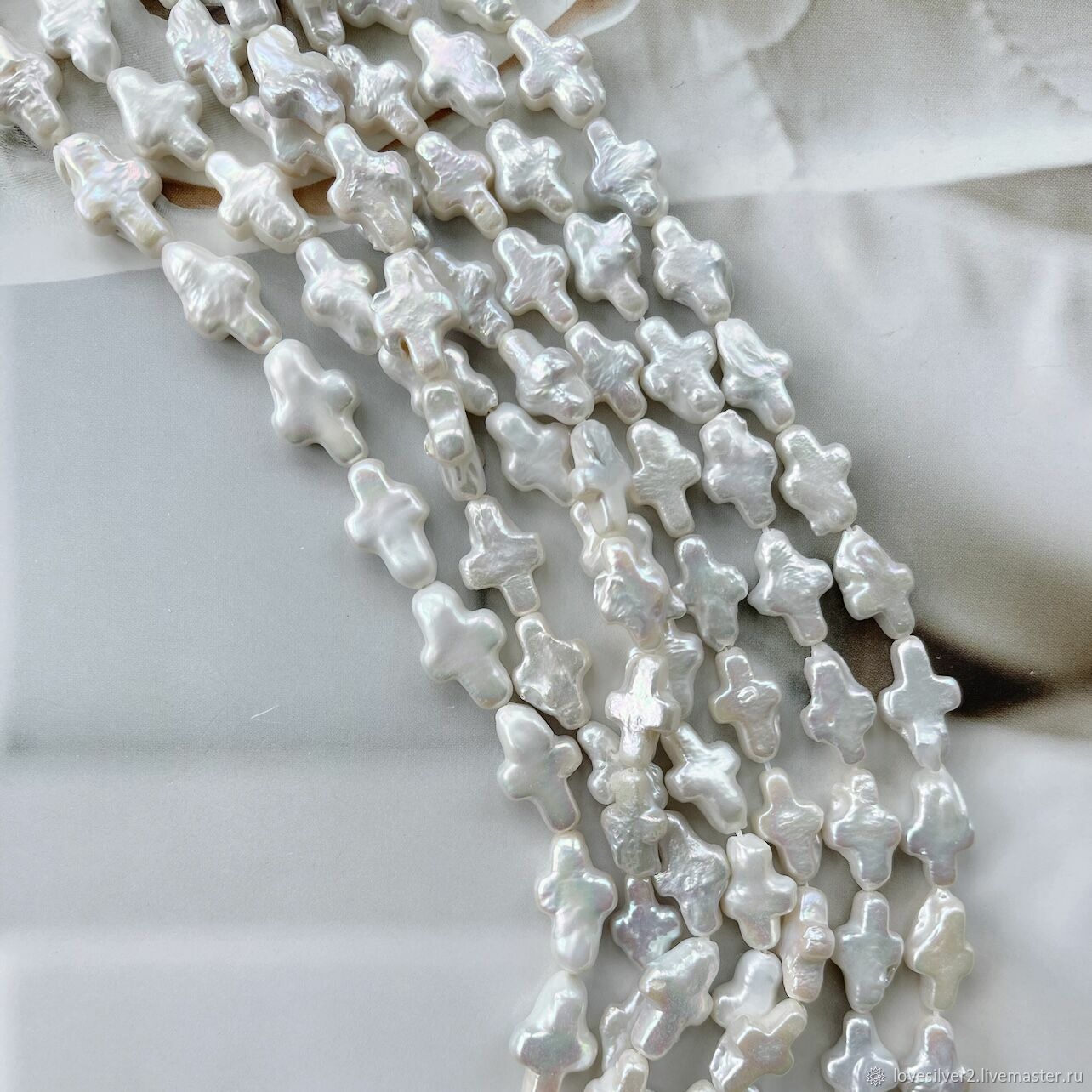 ЖЕМЧУГ натуральный Нить 18см Крестик 14х10мм – купить на Ярмарке ...