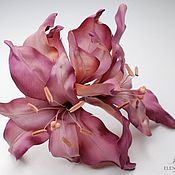 Украшения handmade. Livemaster - original item Silk flowers. Amaryllis flower brooch 