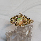 Украшения handmade. Livemaster - original item A bronze ring with fire opal leaves 