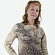 Sweater design decorated with natural silk and silk margelanskiy. The decor is embroidered in gold thread.
