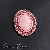 Украшения handmade. Livemaster - original item Oval brooch made of rose quartz 
