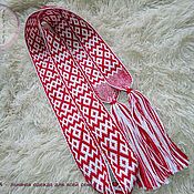 Русский стиль handmade. Livemaster - original item Mara`s Cross belt is white and red. Handmade.