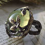 Кольцо "Sirena solar" с природным цитрином и цаворитами