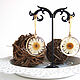 Earrings with Real Daisies White Yellow Long Gilt 16k. Earrings. WonderLand. My Livemaster. Фото №6