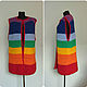 Knitted sleeveless coat ' Rainbow ', vest, Coats, Moscow,  Фото №1