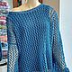 Заказать Сетка-джемпер  из хлопка женская вязаная  синяя. Sweater Star Вязание на заказ.. Ярмарка Мастеров. . Кофты-сетки Фото №3