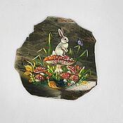 Сувениры и подарки handmade. Livemaster - original item New Year souvenirs: stone magnet Bunny with fly agarics. Handmade.