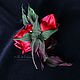  Красная Роза из шелка. Брошь-булавка. Цветы из шелка Анна Киселева. Ярмарка Мастеров.  Фото №5