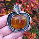Pendant silver'Apple'. Silver pendant with amber. Pendant. uvelinna. Online shopping on My Livemaster.  Фото №2