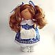 Textile doll in Gzhel dress with Muff. height - 32 cm, Dolls, St. Petersburg,  Фото №1