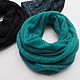 Snood scarf knitted women's kid mohair in two turns green scarf, Snudy1, Cheboksary,  Фото №1