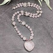 Украшения handmade. Livemaster - original item Natural Rose Quartz Sautoire with pendant. Handmade.