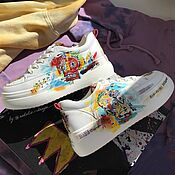 Обувь ручной работы handmade. Livemaster - original item Custom sneakers. Multicolored sneakers with Basquiat print. Handmade.