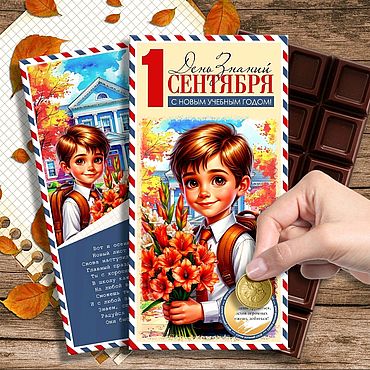 Открытки ручной работы. Ярмарка Мастеров - ручная работа Шоколад с предсказанием на 1 сентября.. Handmade.