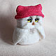 Owl in a cap plump Toy made of wool, Felted Toy, Moscow,  Фото №1