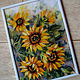 Picture of wool sunflowers. Pictures. Galina Ansiforova (Veschi s dushoyu). Ярмарка Мастеров.  Фото №4